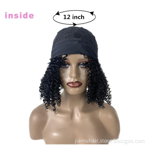 black curly hair synthetic headband wig For Black Women 12 inch afro kinky curly Scarf Wig